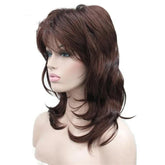 Anellace Layered Natural Hair Wig with Bangs - Premium Synthetic Fiber